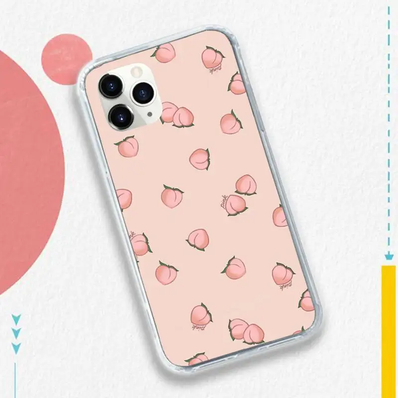

Pink fruit peach Phone Case Transparent soft For iphone 5 5s 5c se 6 6s 7 8 11 12 plus mini x xs xr pro max