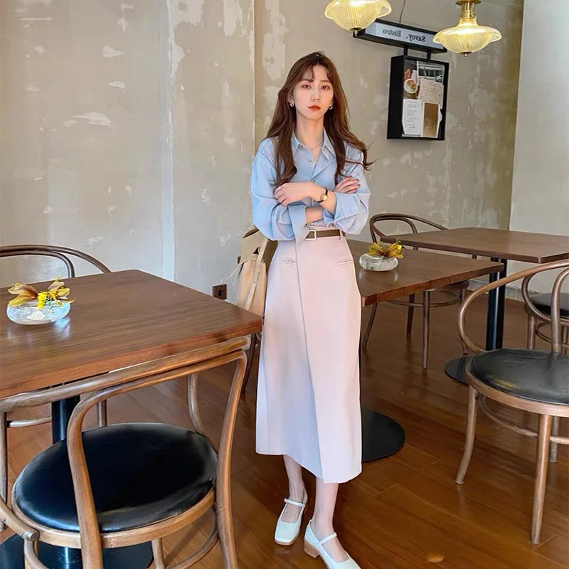 Осенняя длинная юбка высокого качества с высокой талией и поясом 2021 женская