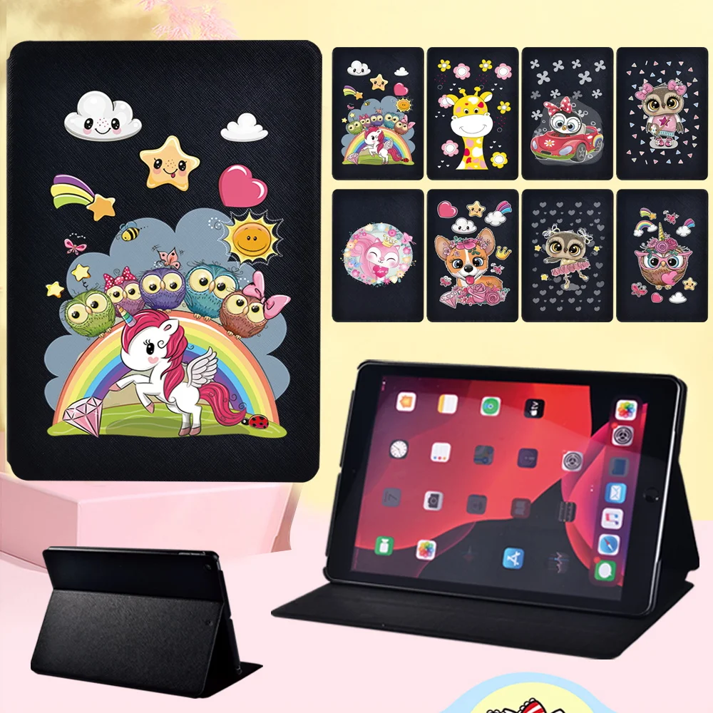 

Shockproof Protective Case for Apple IPad 2 3 4/iPad (5th/6th/7th Gen)/Mini 1 2 3 4 5/Pro 11 Cartoon Print Flip Tablet Case +pen