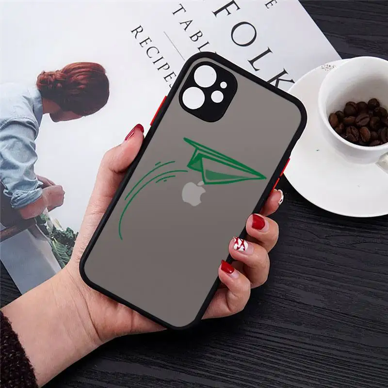 

paper airplane Childhood flying cute Phone Case Transparent Matte for iPhone 7 8 11 12 s mini pro X XS XR MAX Plus cover funda