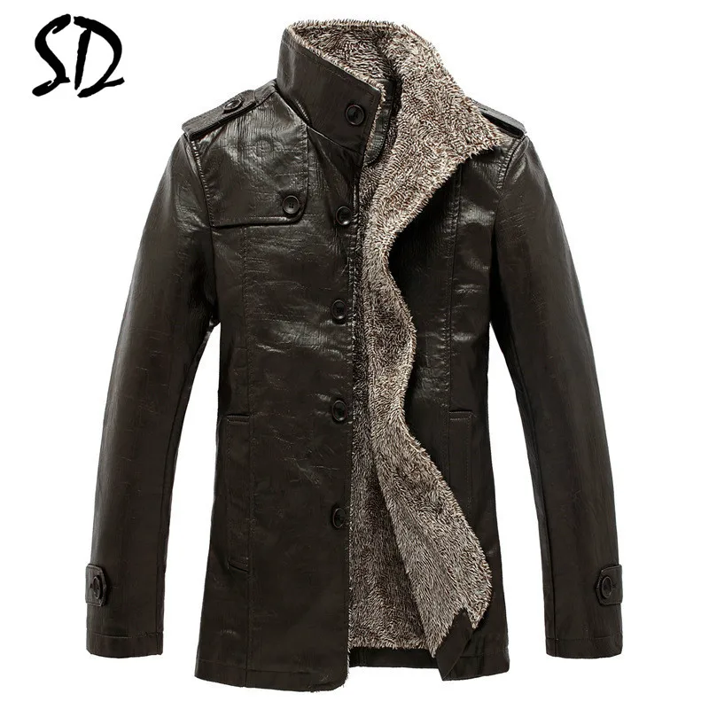 Мужская кожаная куртка из ПУ кожи с искусственным мехом | одежда