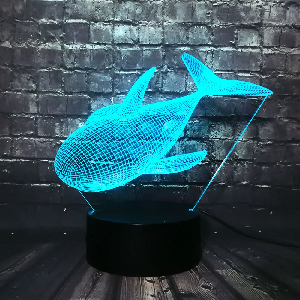Милый морской Кит 3D светодиодный ночник блеск для детской спальни USB Сенсорная