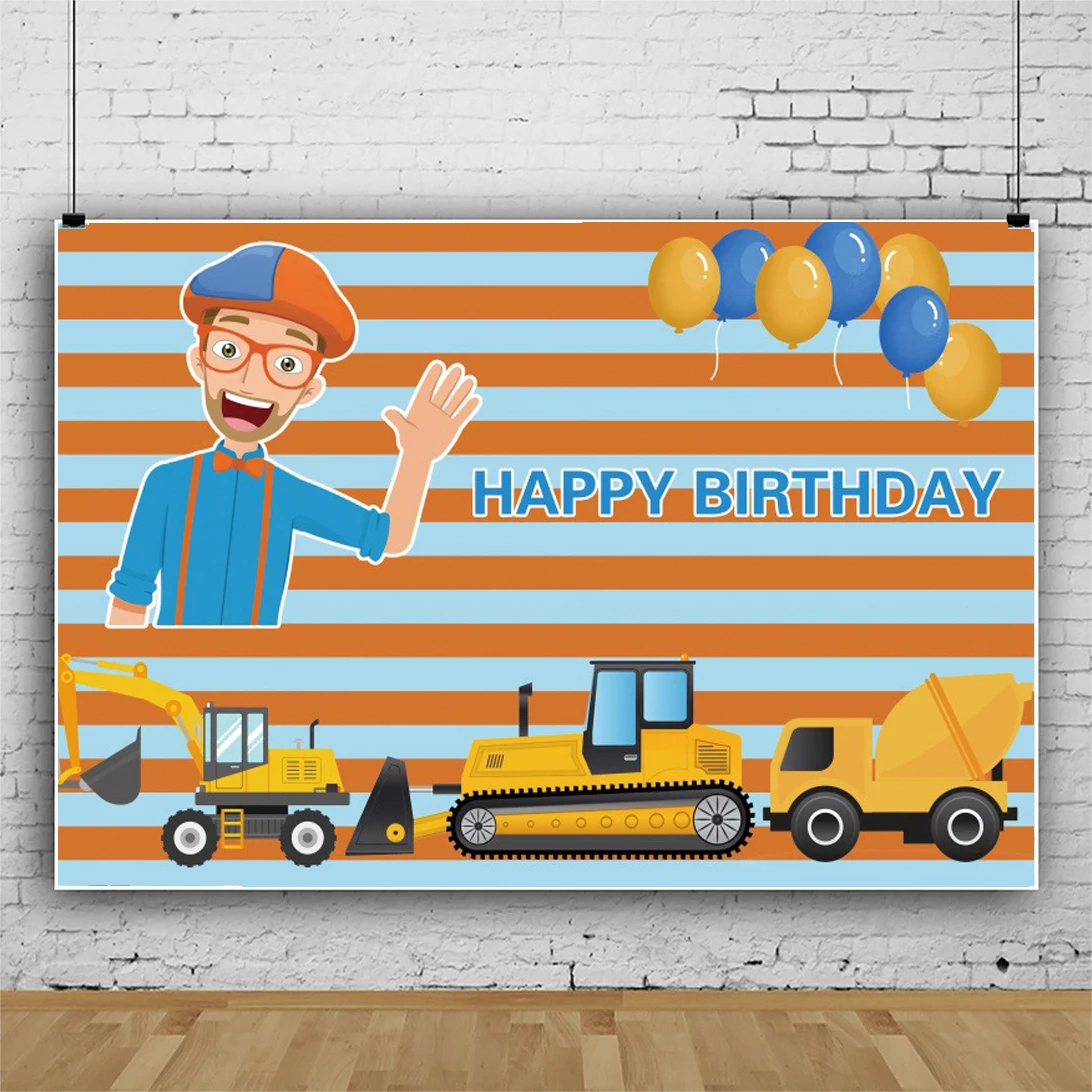 

Vinyl Cartoon Photographic Background Blippi Children's Birthday Party Photo Backdrop Photography Studio Banner