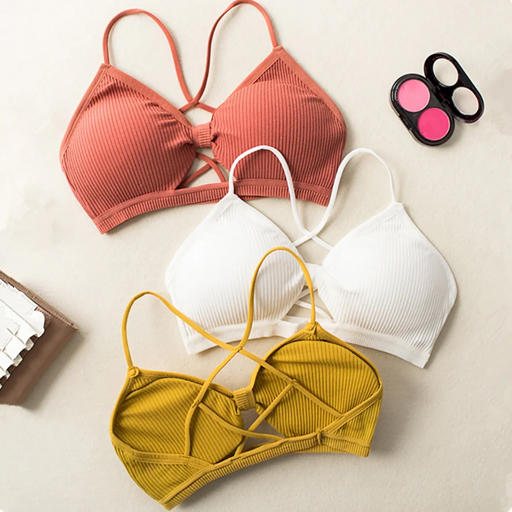 Женский бюстгальтер без косточек хлопковые укороченные топы для девушек фитнеса