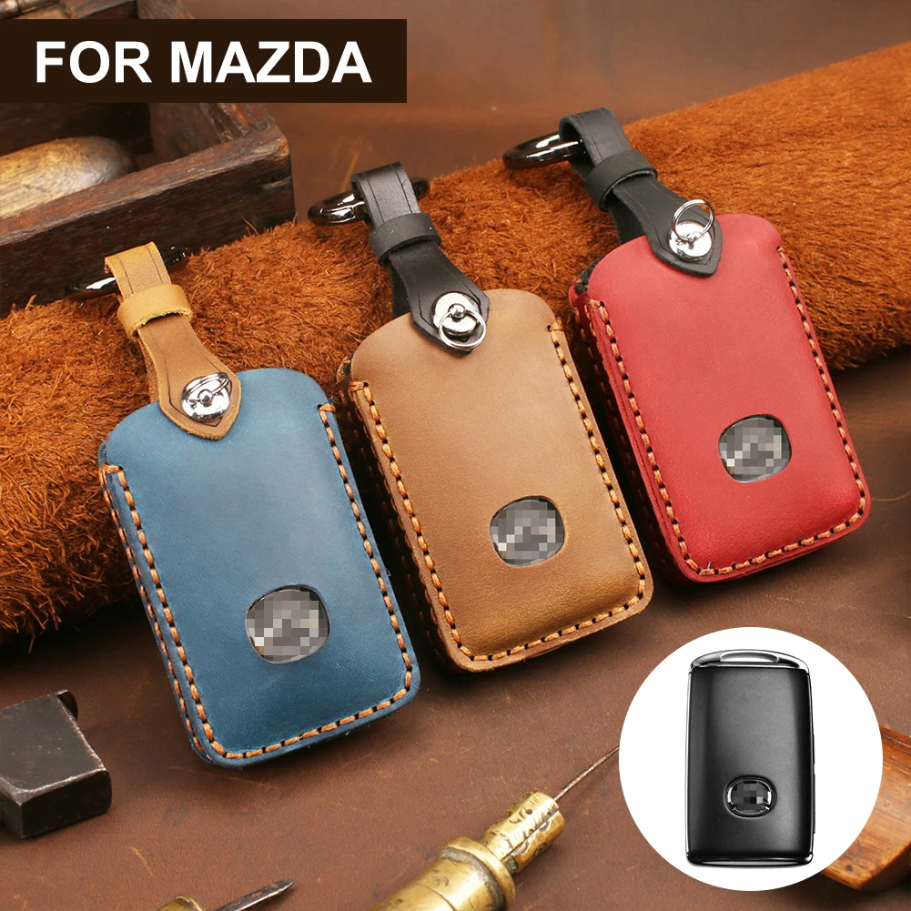 

Car Key Case Leather Key Ring Keychain Holder Smart Key Protectie Cover Auto Accessories For Mazda 3 Axela CX4 CX5 CX8 2019 2020