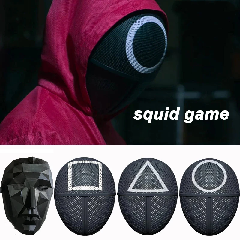 

Squid Game Black Moveable Mask Square Circle Triangle Cosplay Costume Masks Halloween Party Prop Adult TV Cosplay