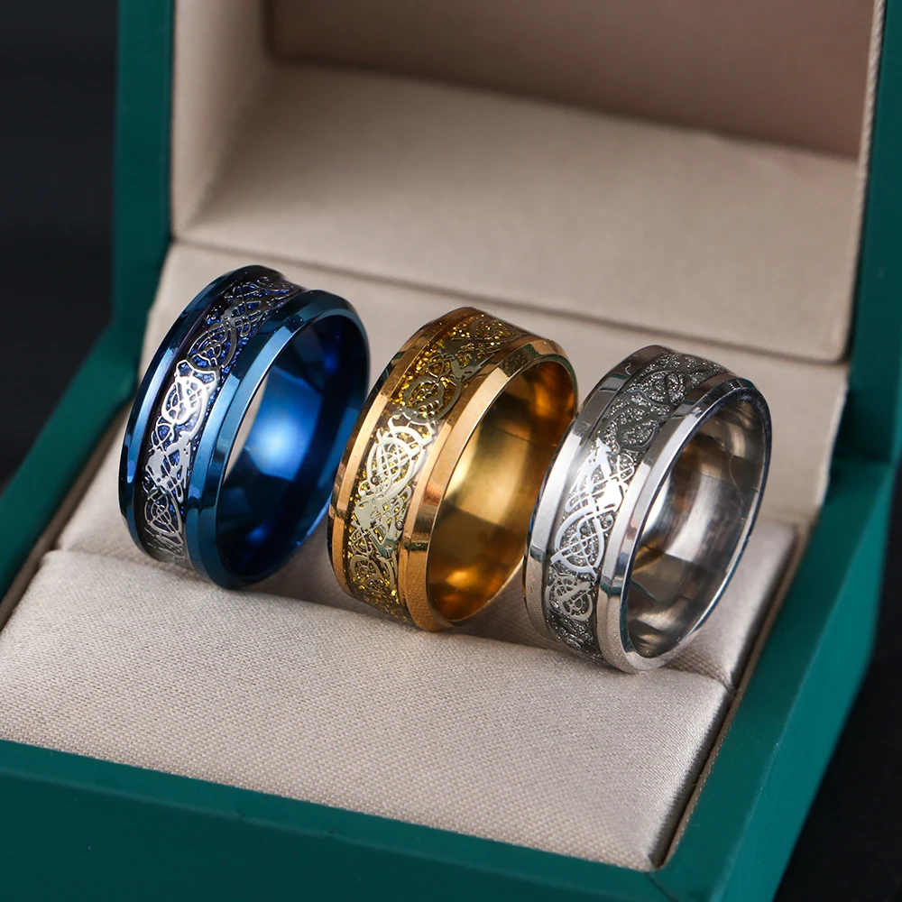 Мужское кольцо из карбида дракона 8 мм на свадьбу 2020|Кольца| |