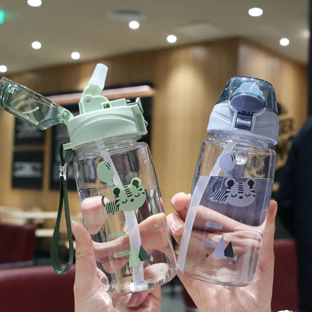 Sports Travel 550ML Portable Water Bottle Cute Tiger Water Cup Straw Drinkware