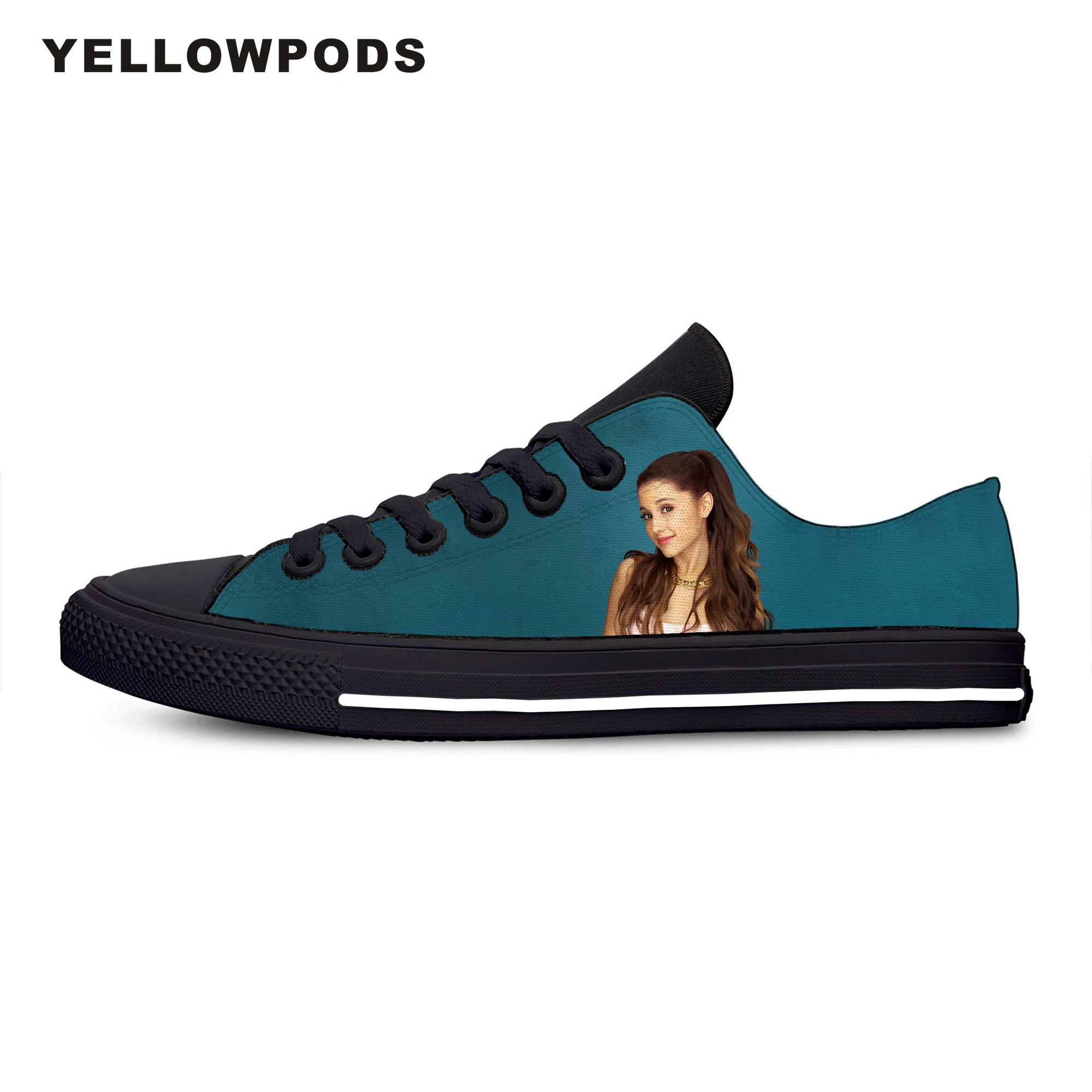

Flats Classic Canvas Shoes Pop Singer Ariana Grande Hot Beautiful Vogue Low Top Women Woman White Flats Casual Fashion Shoes