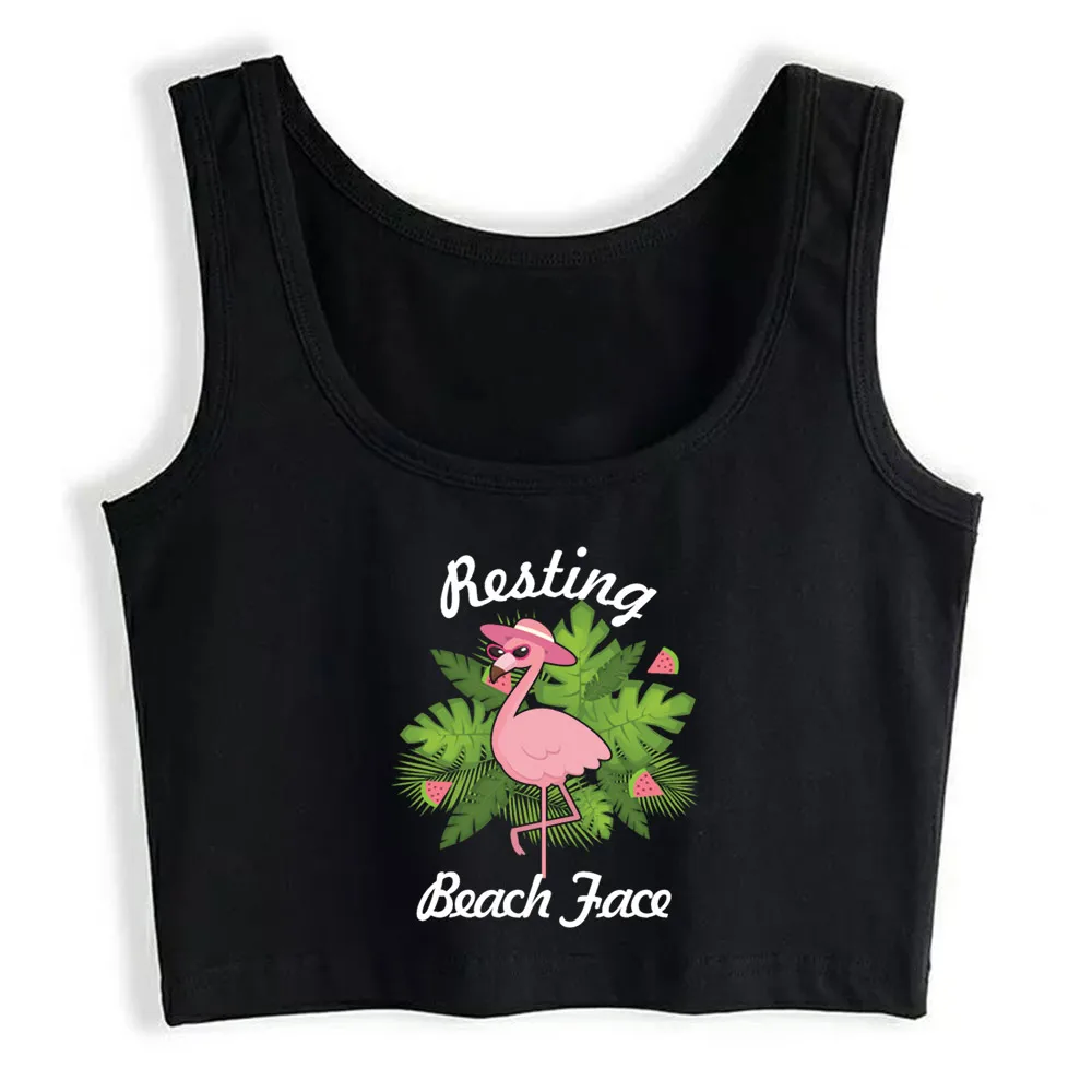 

Crop Top Women Flamingo Animal Lovers Summer Vacation Gift Harajuku Tank Top Women Sleeveless Women Clothes