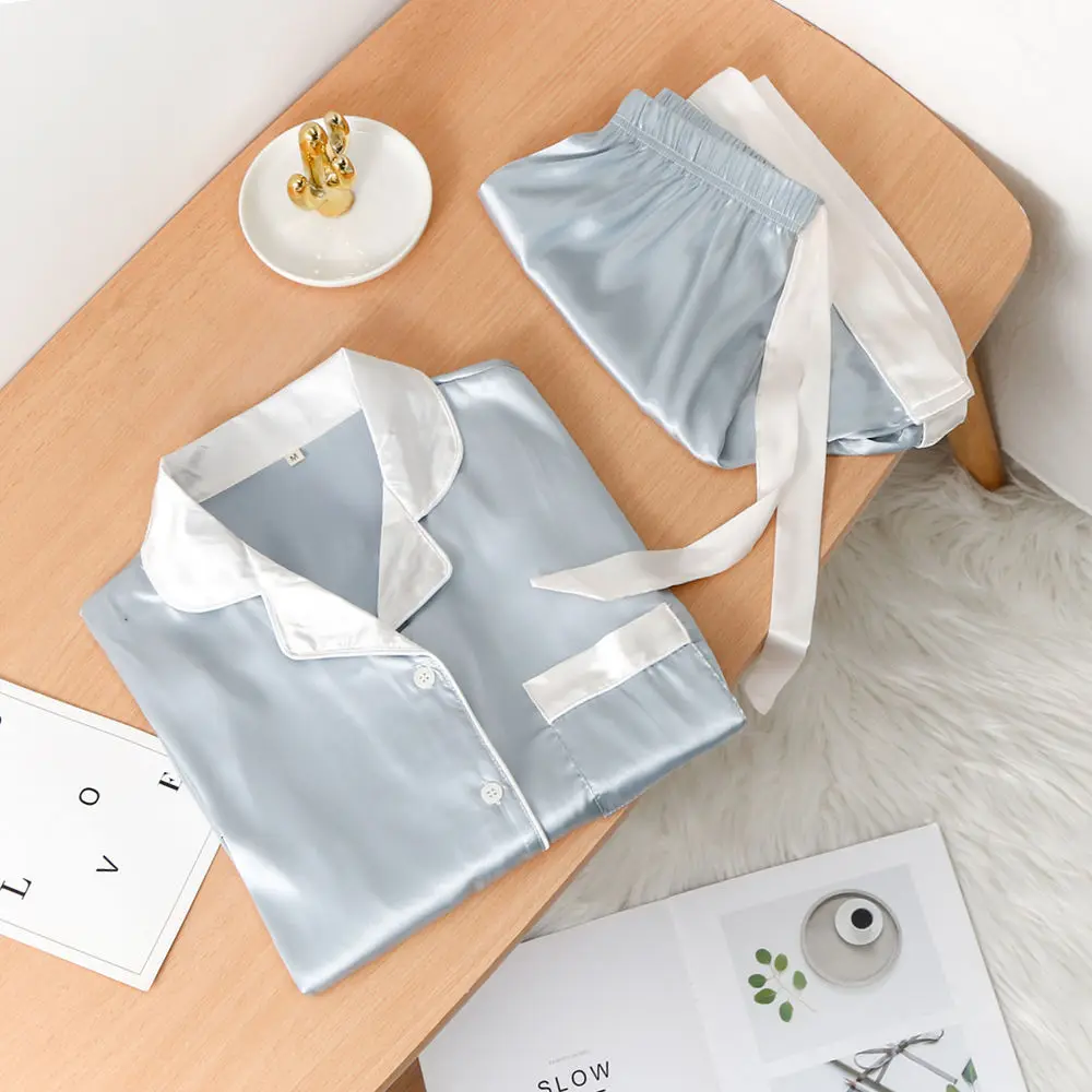 

Thin ice silk pajamas women's summer short sleeve two piece suit