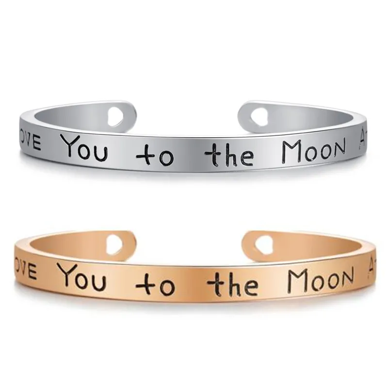 Браслет манжета из нержавеющей стали с гравировкой для мужчин и женщин|Браслеты|