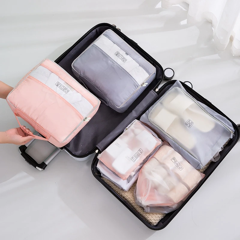 

Travel Organizer 4 Pcs Set Storage Bags Suitcase Organizer Set Portable Luggage Packing Clothes Shoes Bra Cosmetic Tidy Pouch