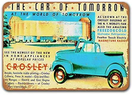 

Wall Decor Restaurant 1939 Crosley Old Car Tin Sign Vintage Metal Bar Poster Pub Bar Dorm Office 16x12 inches