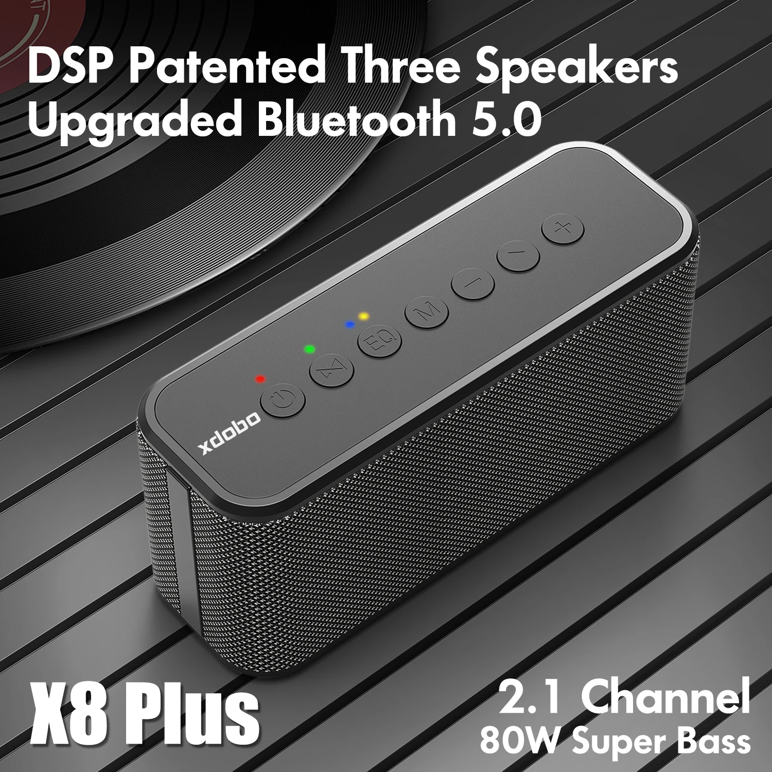 

Портативный беспроводной Bluetooth-Динамик XDOBO X8 Plus II 80 Вт, внешний аккумулятор BT5.0, TWS-сабвуфер с емкостью батареи 10400 мАч, аудиоплеер