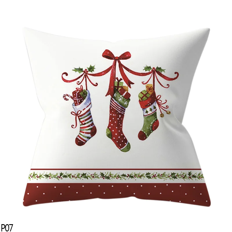 P07 socks 1 шт. 45*45 см Санта-Клаус Merry Christmas Наволочки Чехол новогодний домашний диван Автомобильная подушка Декоративные Чехлы для подушек - Цвет: P07 socks