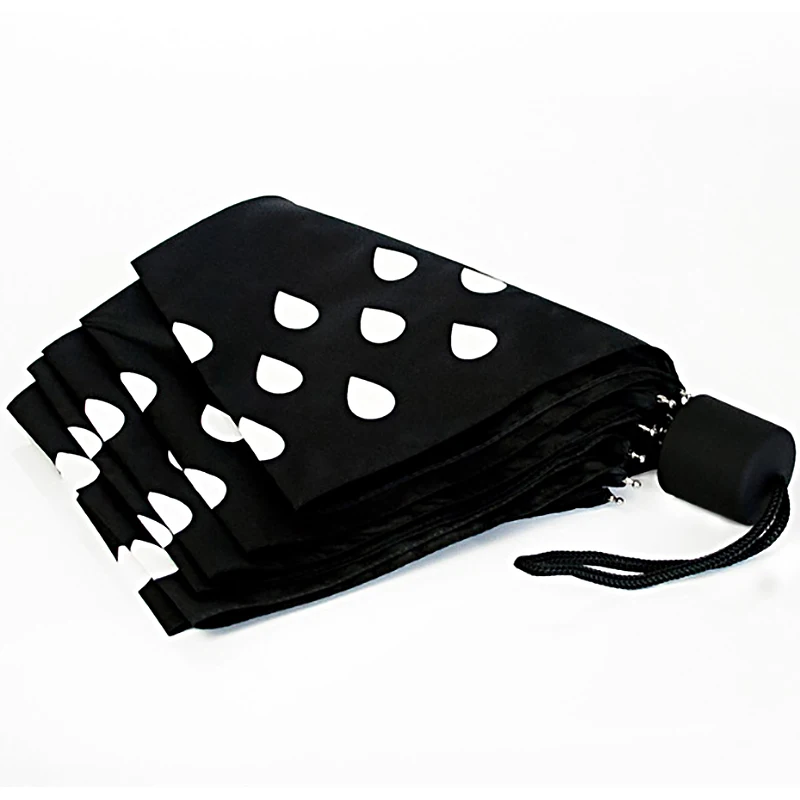 Креативный зонт Хамелеон из капель воды тройной складной черный солнцезащитный