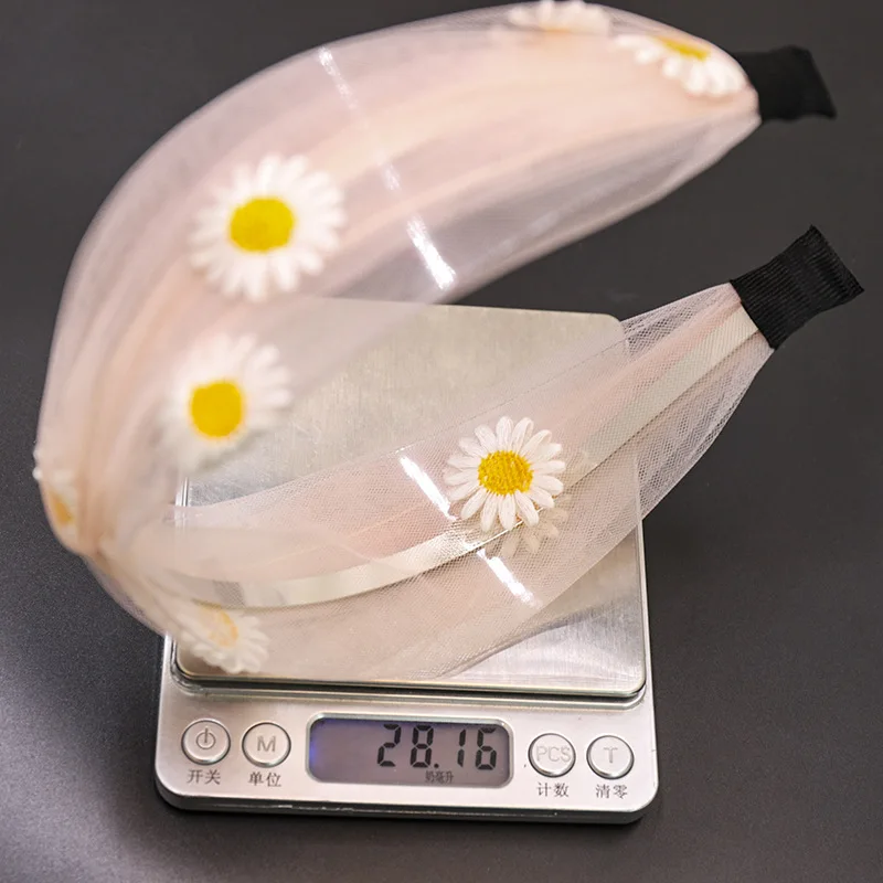 

Nice Gift Transparent Mesh Knotting Hair Hoop 1Pcs For Woman Girl Fashion Hair Accessories Korean Style Embroidery 4Colors