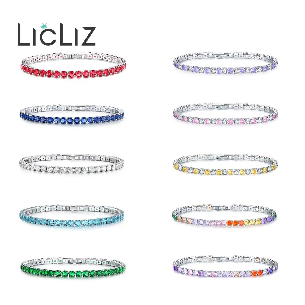 LicLiz 2020 модные новые теннисные браслеты 10 цветов с кубическим цирконием для