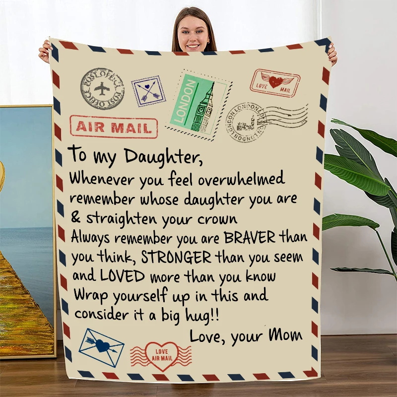 

Personalized To My Daughter Flannel Throw Blanket Bedspread and Plush Soft Blankets Sofa Cover for Couch Sofa Bed Chair