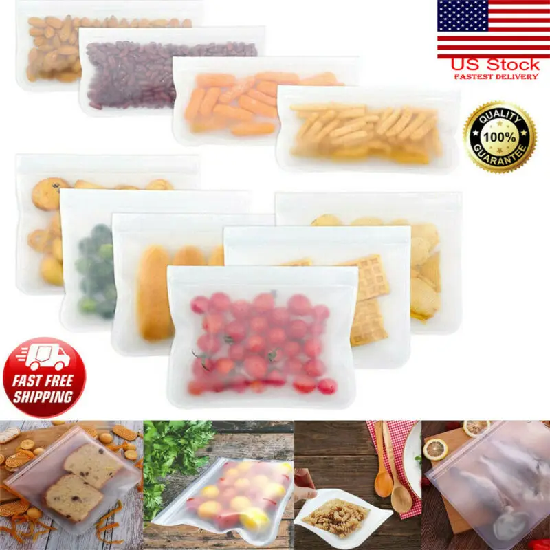 

Silicone Food Storage Container Leakproof Containers Reusable Stand Up Zip Shut Bag Cup Fresh Bag Food Storage Bag Free Shipping