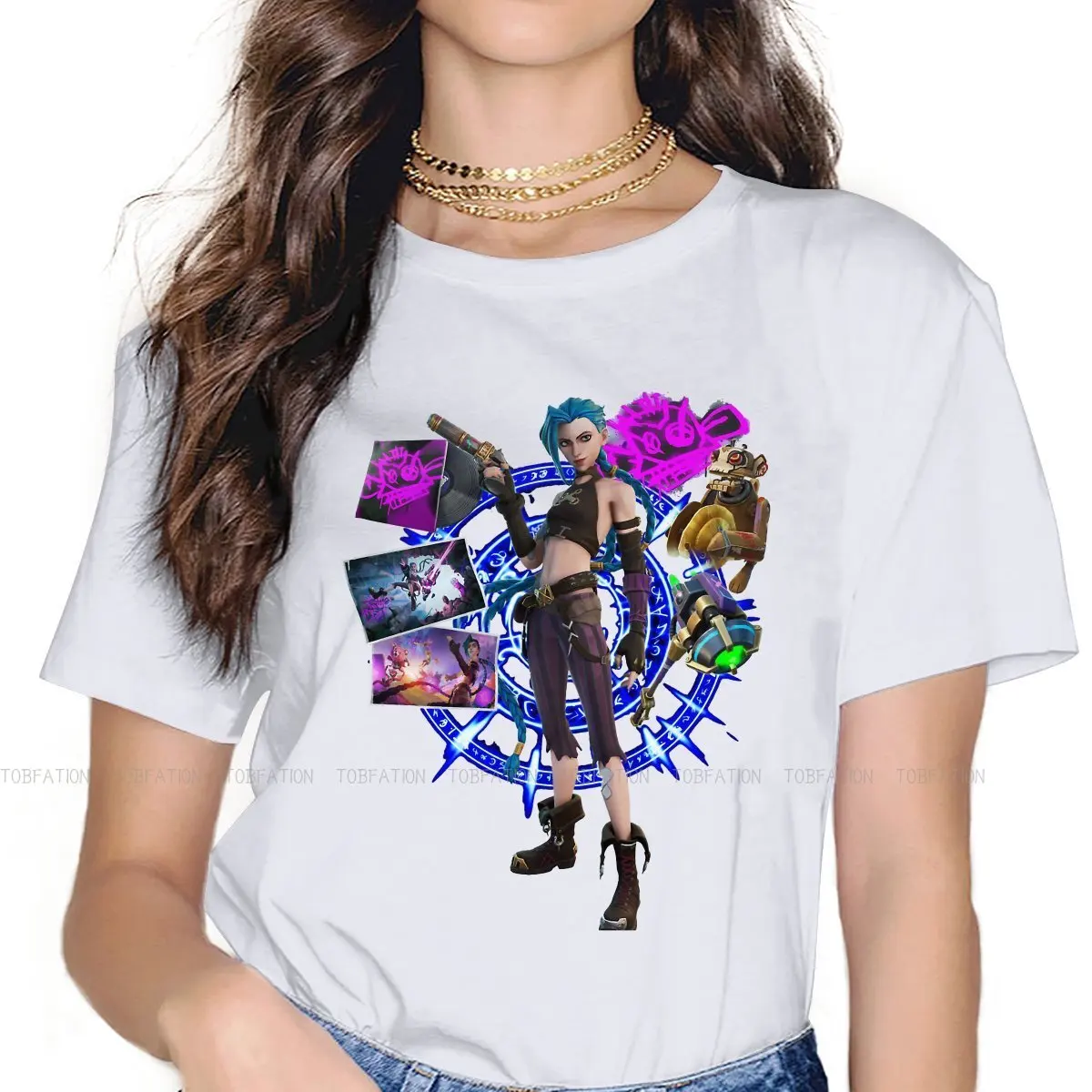 

Jinx Лига милые женские футболки для девочек Arcane League of Legends 5XL Blusas Harajuku повседневные винтажные Топы большого размера с коротким рукавом
