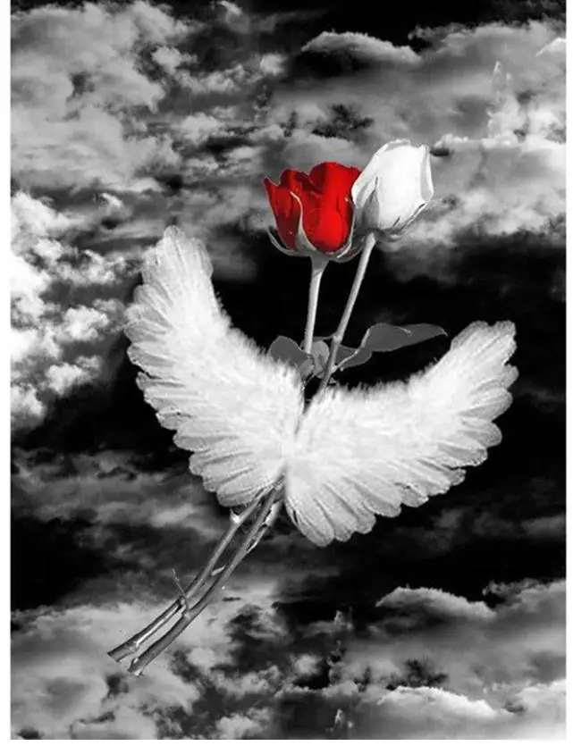 Роза цветок Алмазная мозаика Крылья Ангела картина искусство стразы вышивка