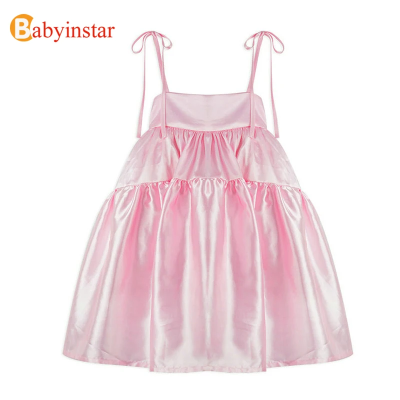 Babyinstar/платье принцессы для маленьких девочек; Новое поступление года; плиссированная Дизайнерская одежда с длинными рукавами для маленьких детей; Детские платья для девочек