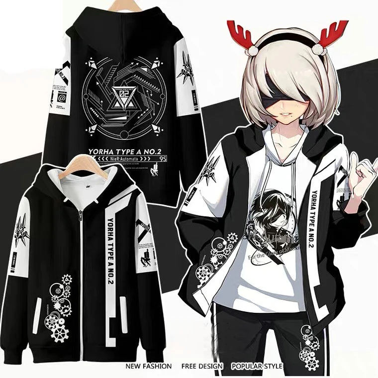 

Game NieR:Automata 3D Printing Men/Women Autumn Fashion Zipper Hoodies Sweatshirt Long Sleeves Pollover Plus Size