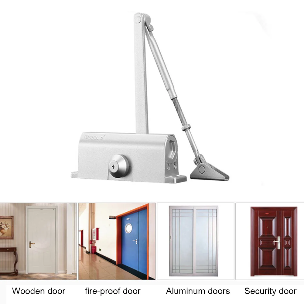 

Automatic Door Closer Spring Hydraulic Buffer Adjustable Door Stopper Speed Mute Closing For 45 To 75KG Door Hardware