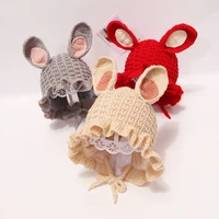 cute bunny ears baby girl hat autumn winter knitted kids bonnet warm infant toddler baby boy girl cap children beanie hat
