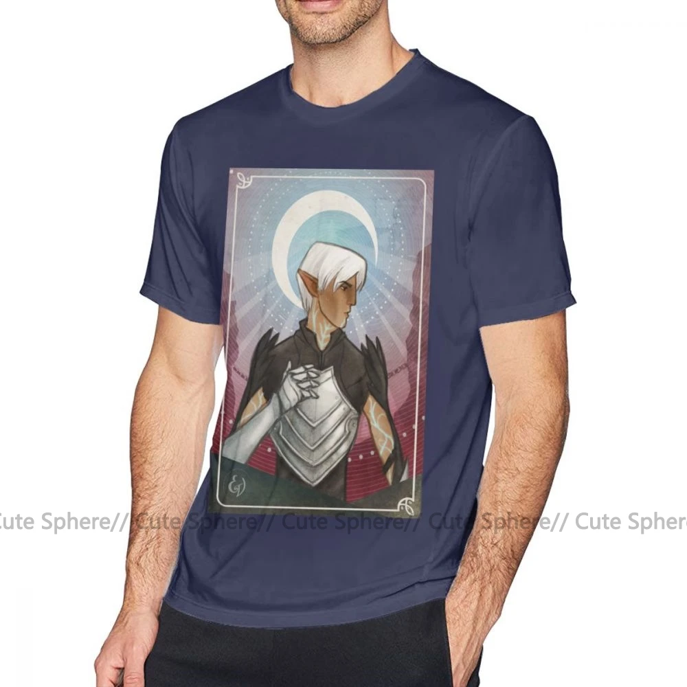 Dragon Age, футболка, Fenris The Moon, футболка, 100 хлопок, короткий рукав, футболка, пляжный рисунок, 4xl, Мужская забавная футболка - Цвет: Navy Blue