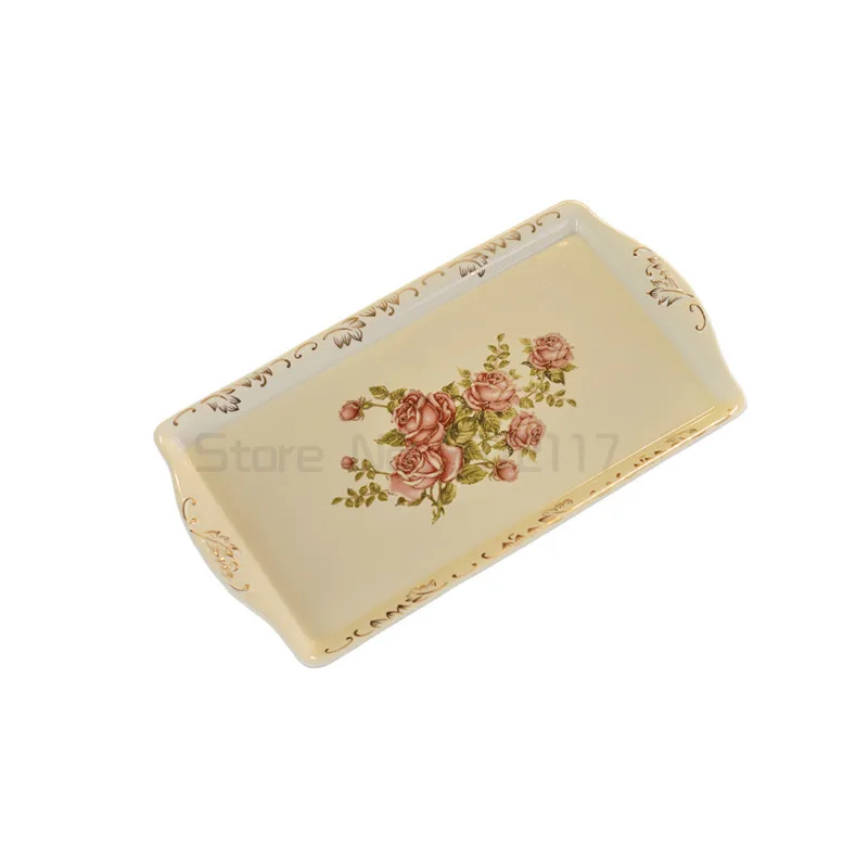 

Керамический поднос, прямоугольный бытовой поднос для чая, поднос для чая в стиле ретро, кружка для воды, легкий роскошный чайный набор, подн...