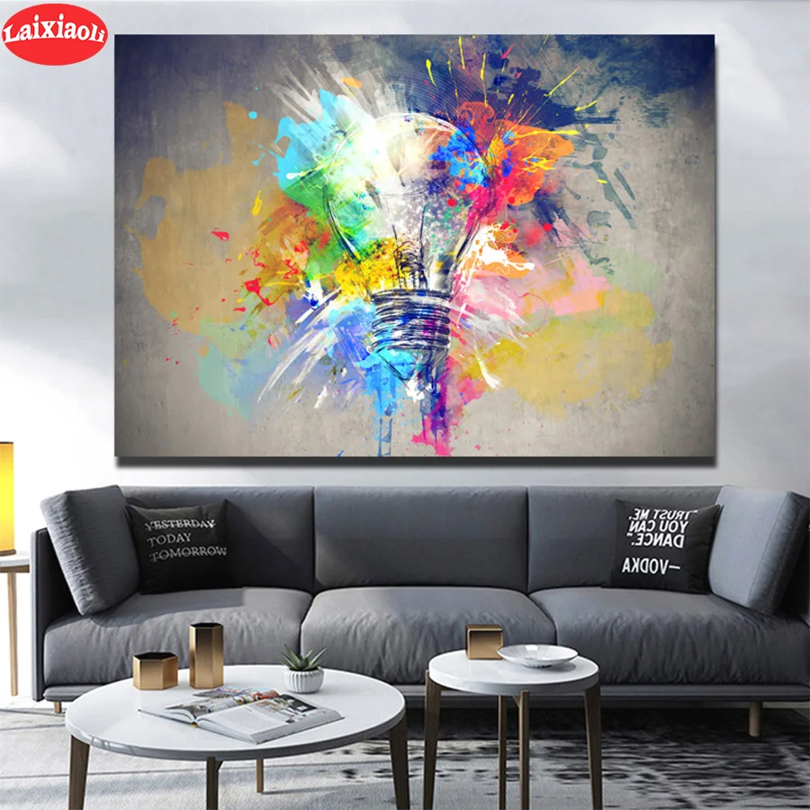 

full diamond painting Abstract art, painted light bulb pictures for embroidery diamond mosaic paintings wall stickers decoration