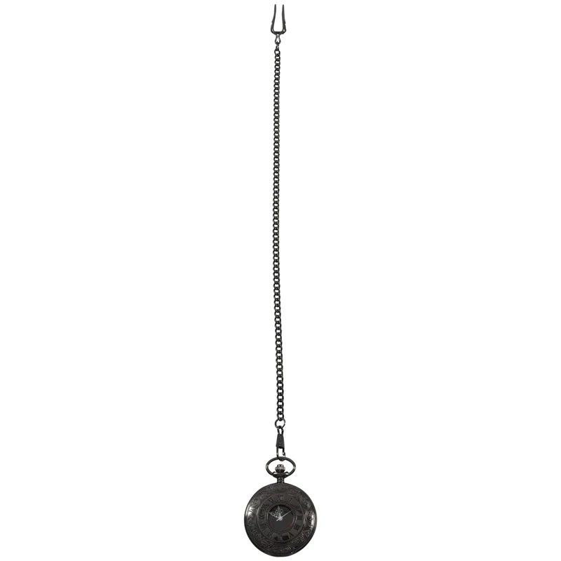 

Vintage Steampunk Black Roman Numerals Necklace Quartz Pendant Pocket Watch Gift