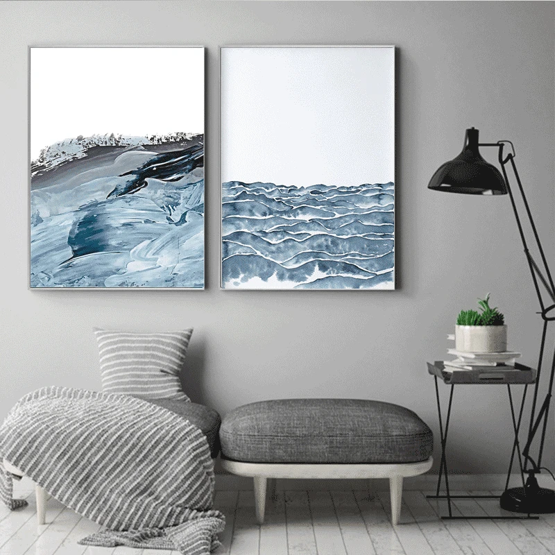 Морской песок холст живопись абстрактный океан настенное искусство пейзаж