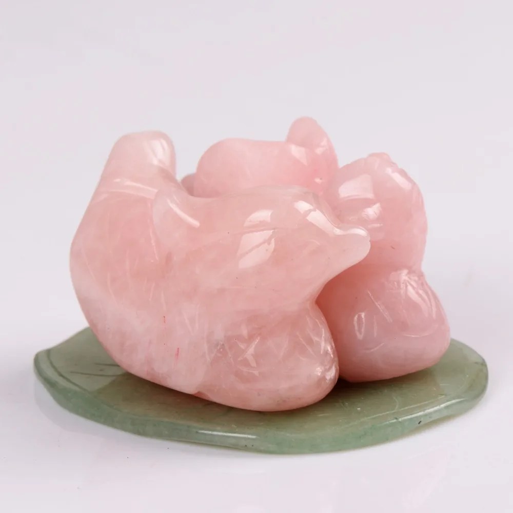 Rose mandarin duck Natural stone hand carved Lover symbolize Figurine Green aventurine stand gift Chakra Reiki Free pouch|green aventurine|natural