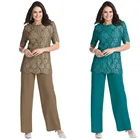 Индивидуальные строгие женские костюмы из двух предметов, платье для матери невесты, брюки, брюки, кружевные костюмы с короткими рукавами