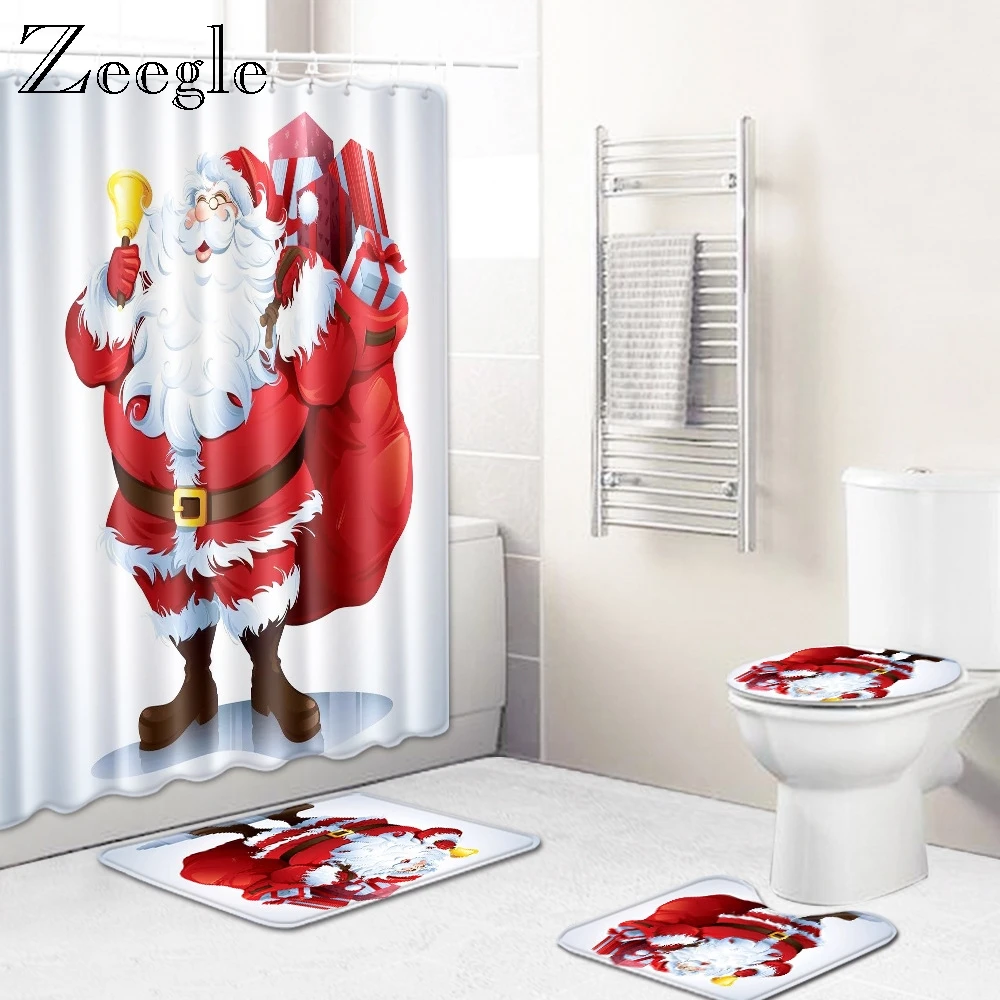Zeegle напечатанный Снежный мужской коврик для ванной, набор туалетных ковриков u-типа, Противоскользящий коврик для ванной, напольные коврики для туалета, набор ковриков, крышка для унитаза
