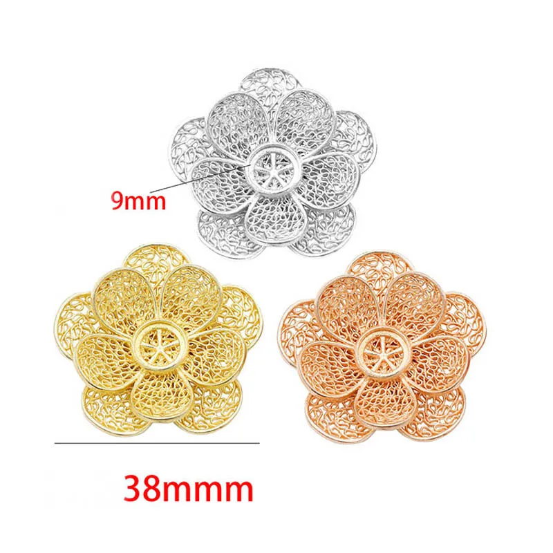 10 шт. Латунные Литые 3D Цветы 9 мм камень Кабошоны основа амулеты качество Золото