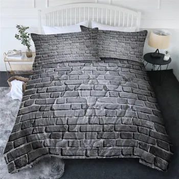 BeddingOutlet Bricks Thin Quilt Set 3D Wall Air-conditioning Comforter Natural Inspired Bed Cover Vintage Summer Blanket 3pcs 5