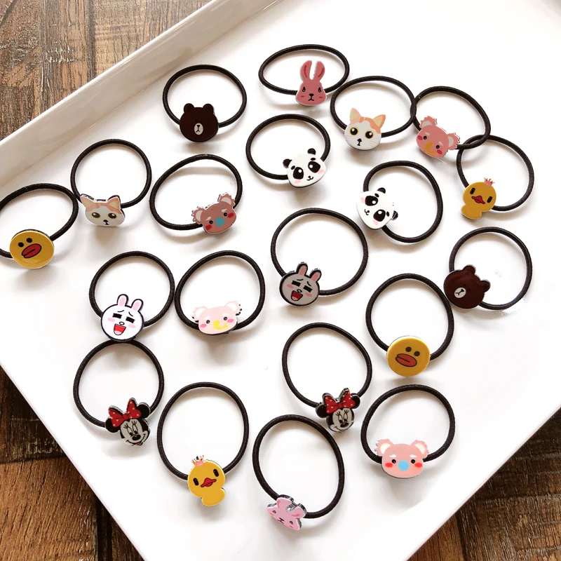 20 шт./компл. девушек разноцветные Мультяшные животные резинкой рот резинка для