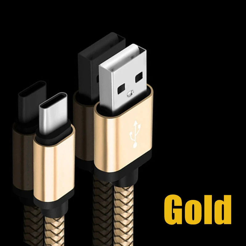 Usb type C кабель для быстрой зарядки для Xiao mi 9 9t 8 7 mi a1 a2 a3 Realme Q X x2 pro 0,25 M/1 M/2 M розовое зарядное устройство для samsung S9 S8 - Цвет: Золотой