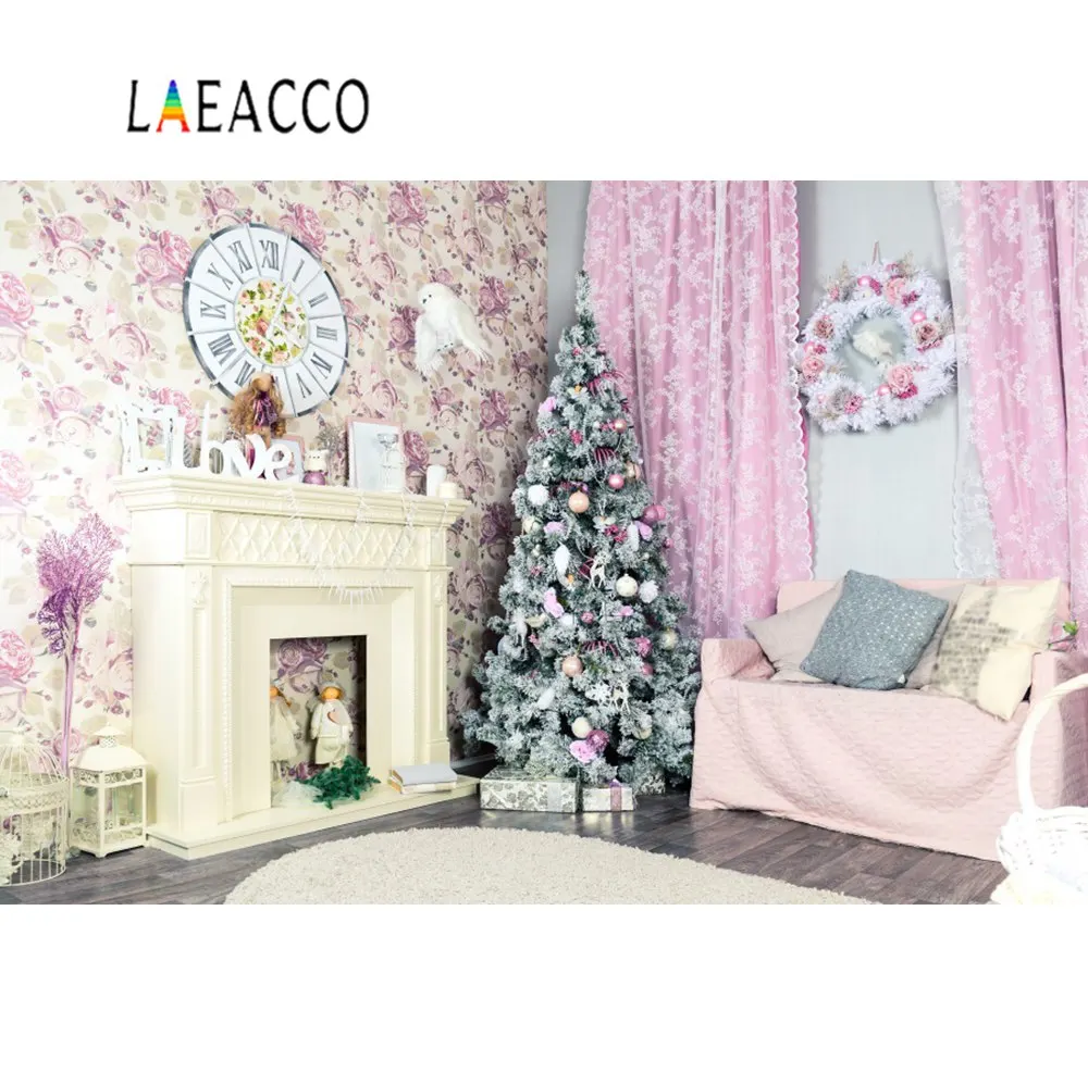 Виниловый Рождественский задник &quotкамин&quot Дерево шар подарок уютный Декор