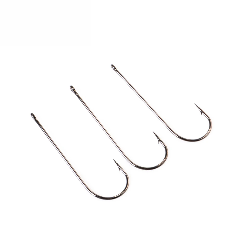 Fishing Hooks Set High Carbon Steel ROUND Ring Eye 7~10Pcs/Pack Fishhook Fly  Jip Barbed Carp Hooks Sea Tackle Accessories