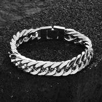wide version cuban titanium steel bracelet retro hip hop personality cold wind stainless steel bracelet trend for men and women