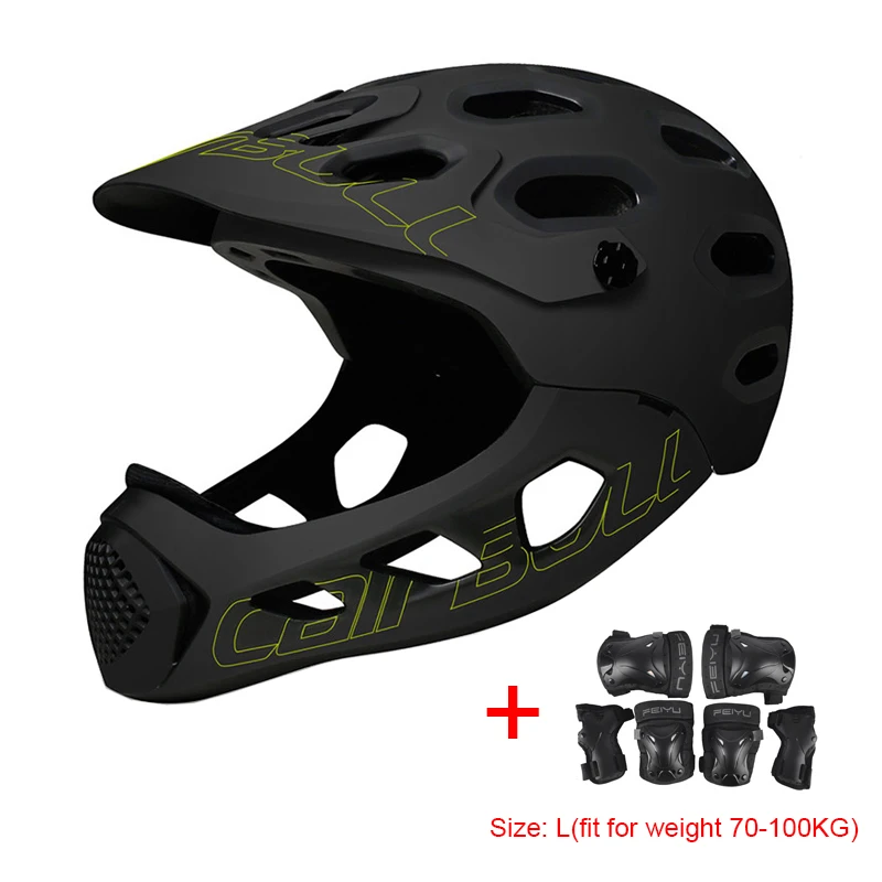 TRAIL DH MTB велосипедный шлем со съемной защитой подбородка и налокотником наколенник анти-ударный скейтборд дорожный горный велосипед велосипедный шлем - Цвет: Black yellow Gear L