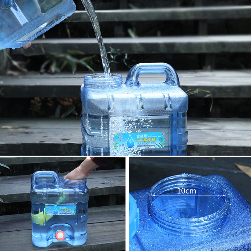 

Outdoor 7.5L PC Square Bucket Large Capacity 7.5L Car Drinking Water Bucket With Faucet For Self-driving Tour