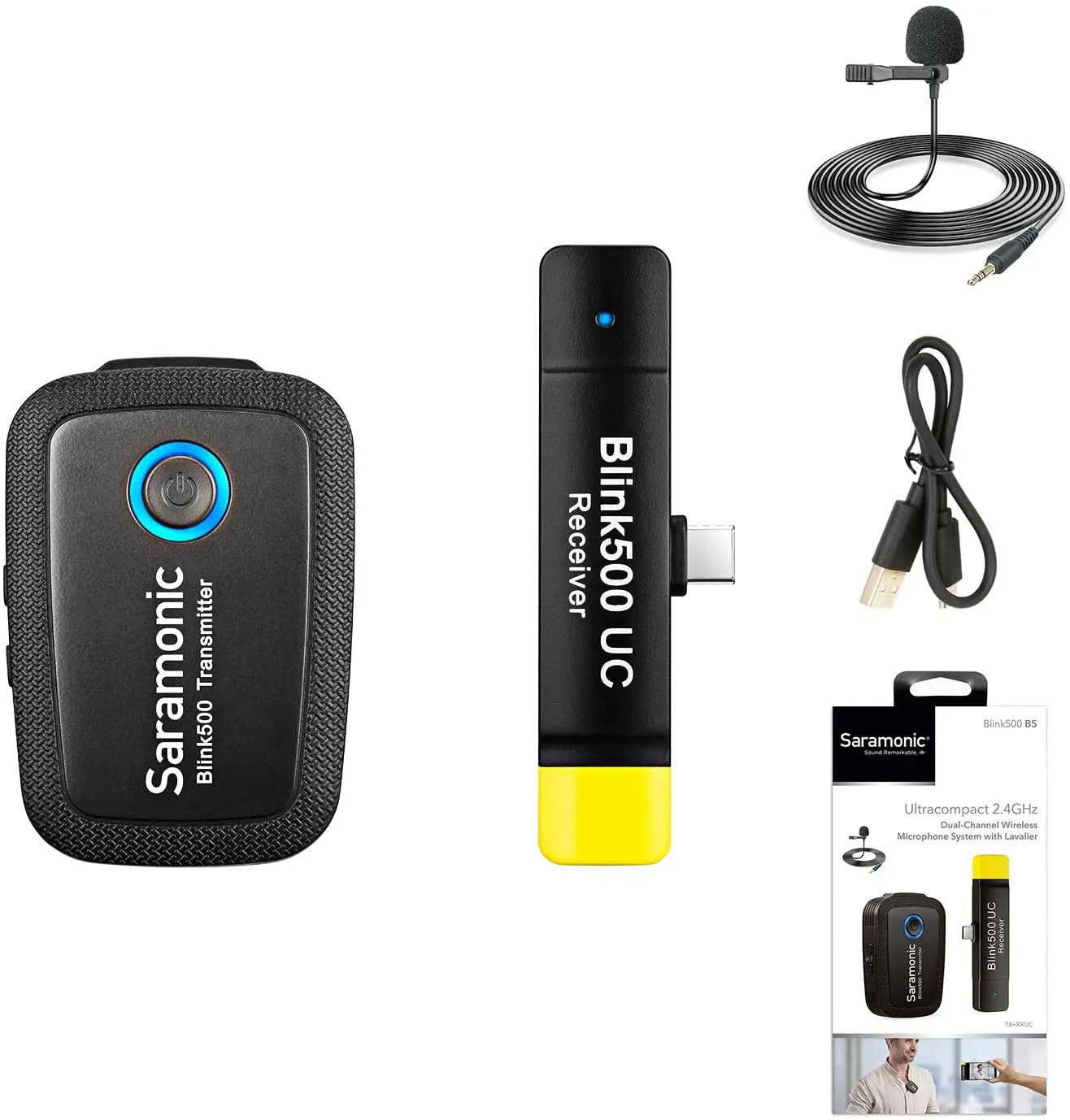 Микрофон Saramonic Blink500 B5 для видеозаписи с безбатарейным разъемом Plug & Play USB Type C Samsung