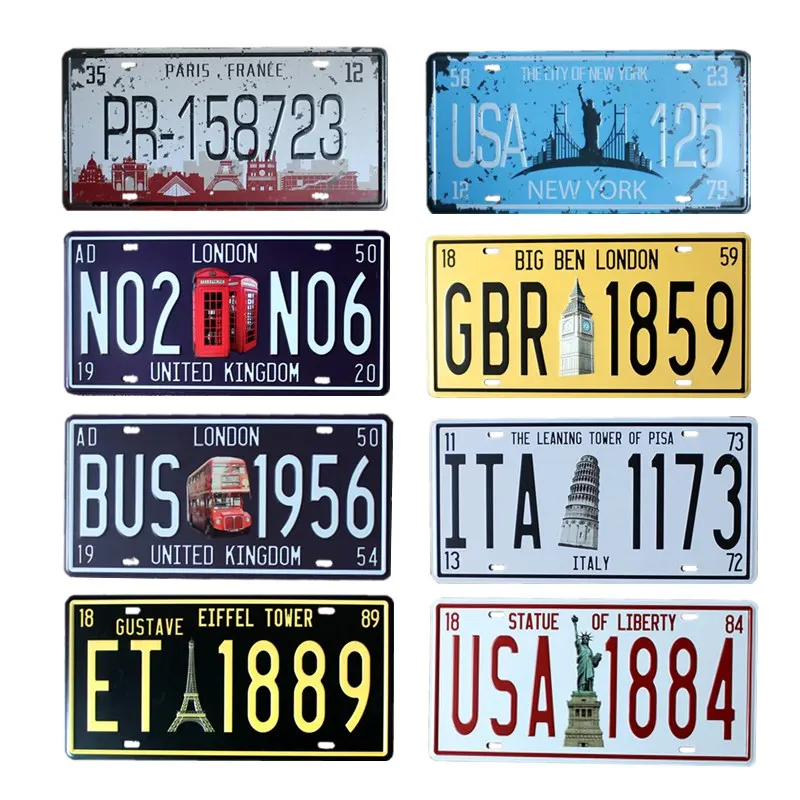 

Europe Metal Plate Vintage Signs USA License Plates Plaque Wall Decoration Bar Pub Club Decorative Home Decor 15x30cm